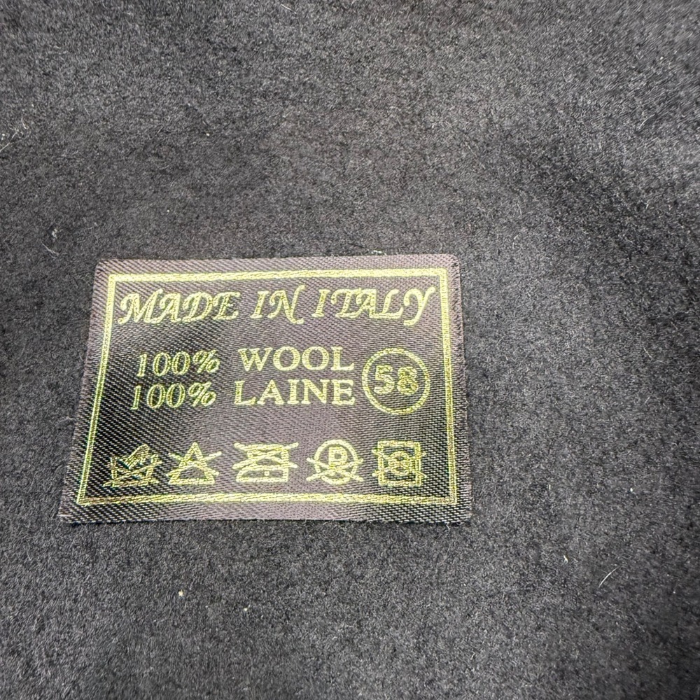 Made in Italy Mens 100% Wool Flat Cap‎ Black Ivy Newsboy Hat Size 58 Large